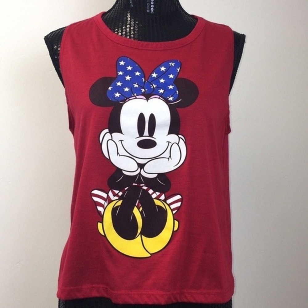 Disney Red Minnie Mouse Tank Top with Blue Bow